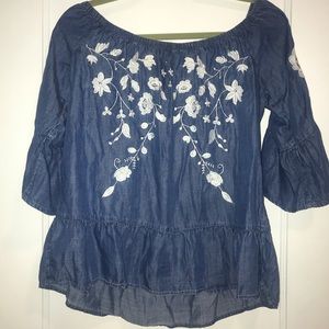 Francescas floral off-the shoulder long sleeve